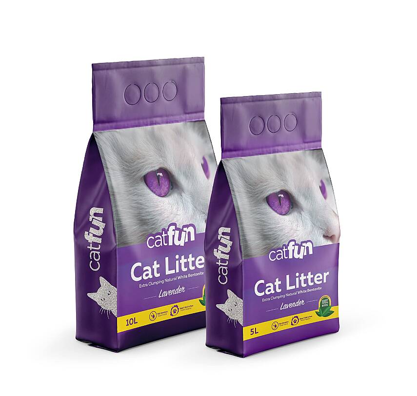 CATFUN BENTONİT LAVANTA KOKULU KEDİ KUMU 10LT - 1