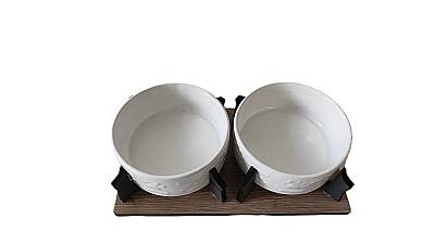 İKİLİ DİKDÖRTGEN MAMA KABI BÜYÜK BOY BEYAZ YUV. 14x6cm SERAMİK - 2