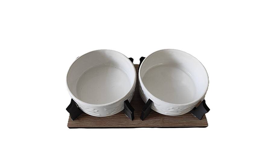 İKİLİ DİKDÖRTGEN MAMA KABI BÜYÜK BOY BEYAZ YUV. 14x6cm SERAMİK - 2