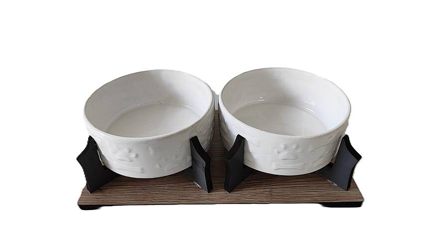 İKİLİ DİKDÖRTGEN MAMA KABI BÜYÜK BOY BEYAZ YUV. 14x6cm SERAMİK - 1