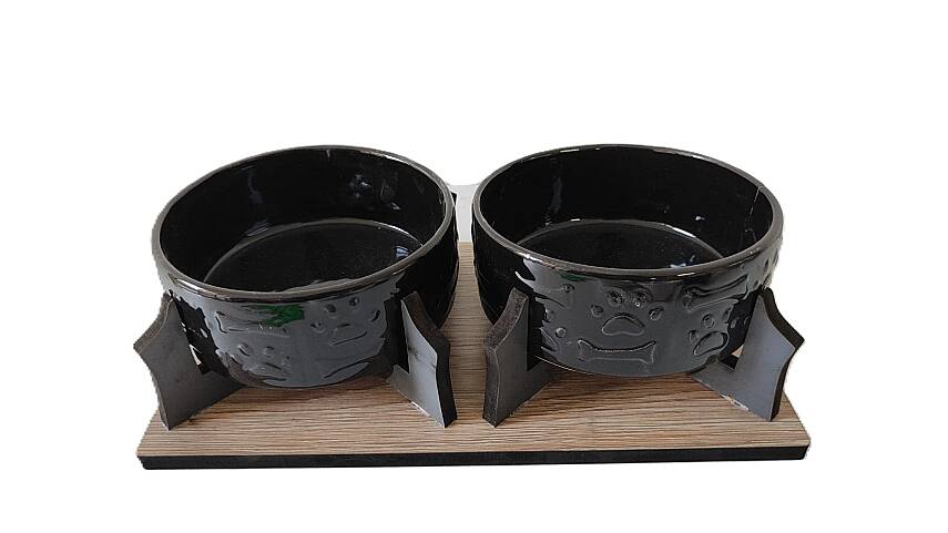İKİLİ DİKDÖRTGEN MAMA KABI BÜYÜK BOY SİYAH YUV. 14x6cm SERAMİK - 1