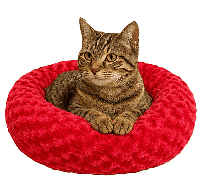 SİMİT YATAK PELUŞ KIRMIZI 55X55CM