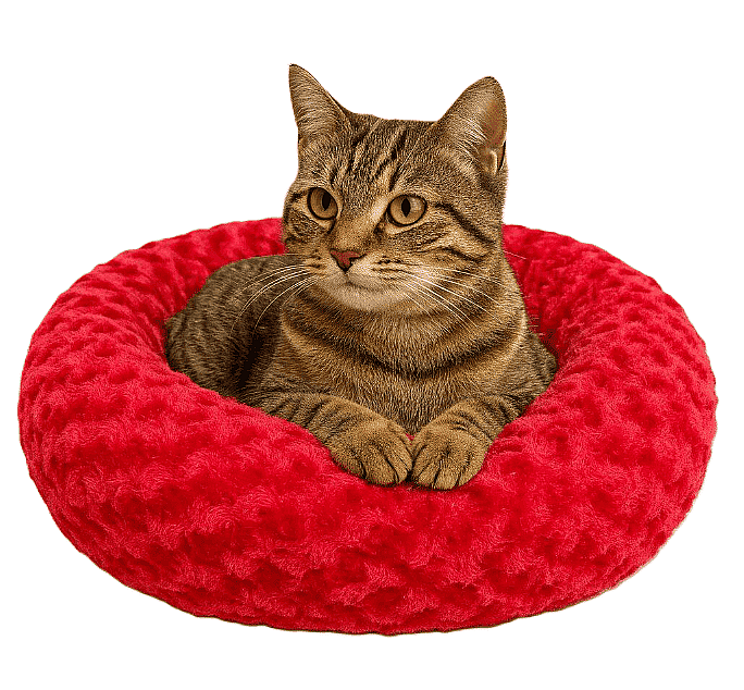 SİMİT YATAK PELUŞ KIRMIZI 55X55CM - 1
